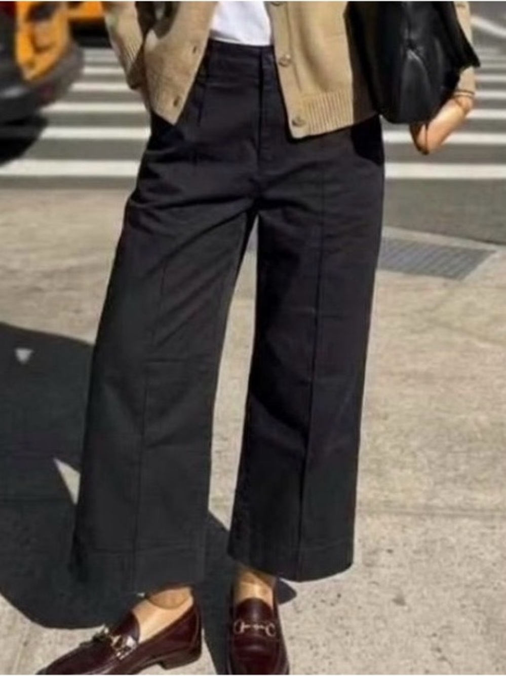 Lauren Ralph Lauren Black Stretch Twill Wide-Leg Cropped Pants - Size 10